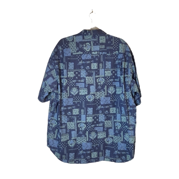 Dockers Blue Bandana Print Short Sleeve Button Down Shirt - Picture 2 of 5
